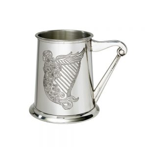 Personalised Pint Irish Harp Pewter Tankard