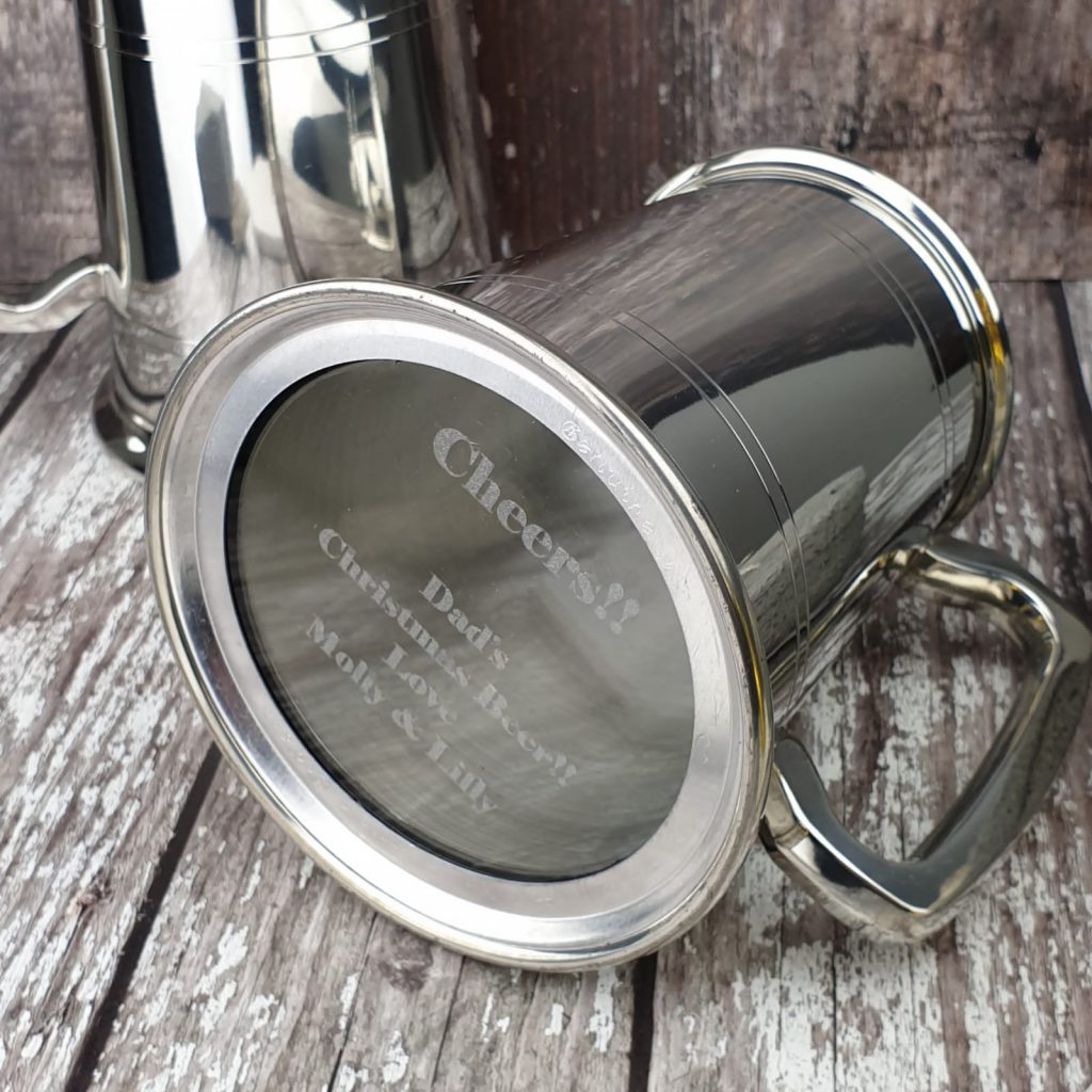 Personalised Tankard With Engraved Glass Base