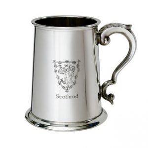 Personalised Scottish Pewter Tankard with Etched Lion